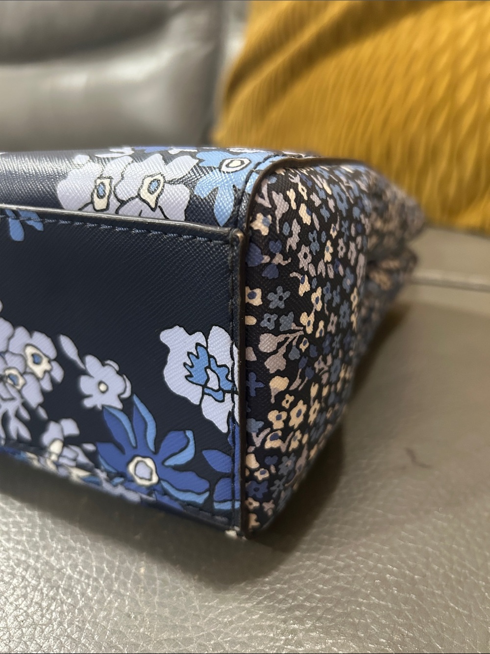 Michael Kors Kellen XS Satchel in a navy and blue floral print - Picture 6 of 12
